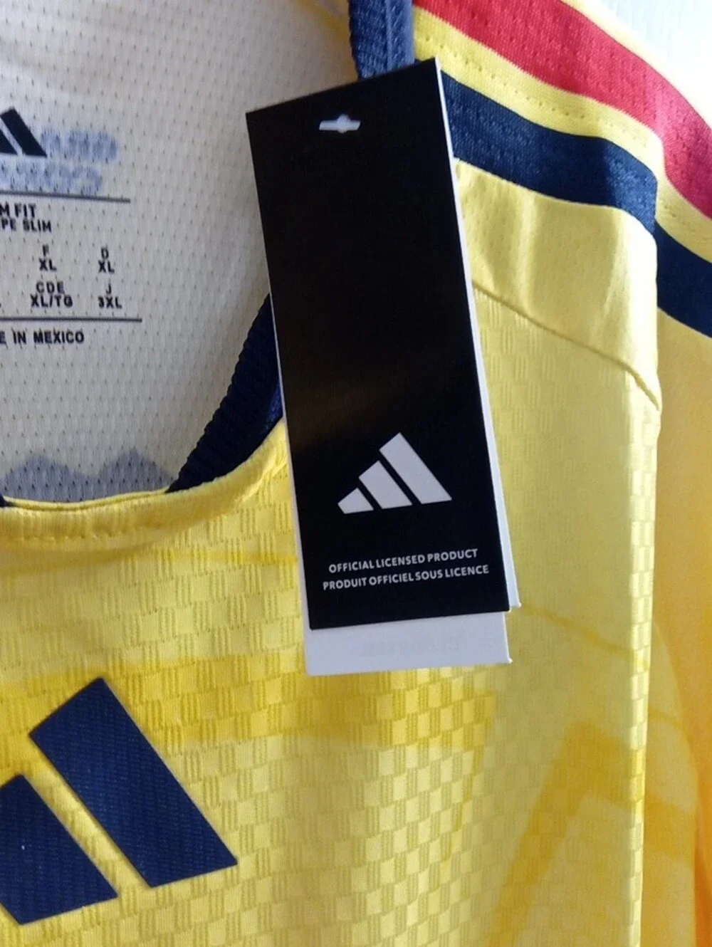 adidas Yellow & Navy Club América Kids Soccer Jersey with Red Accents